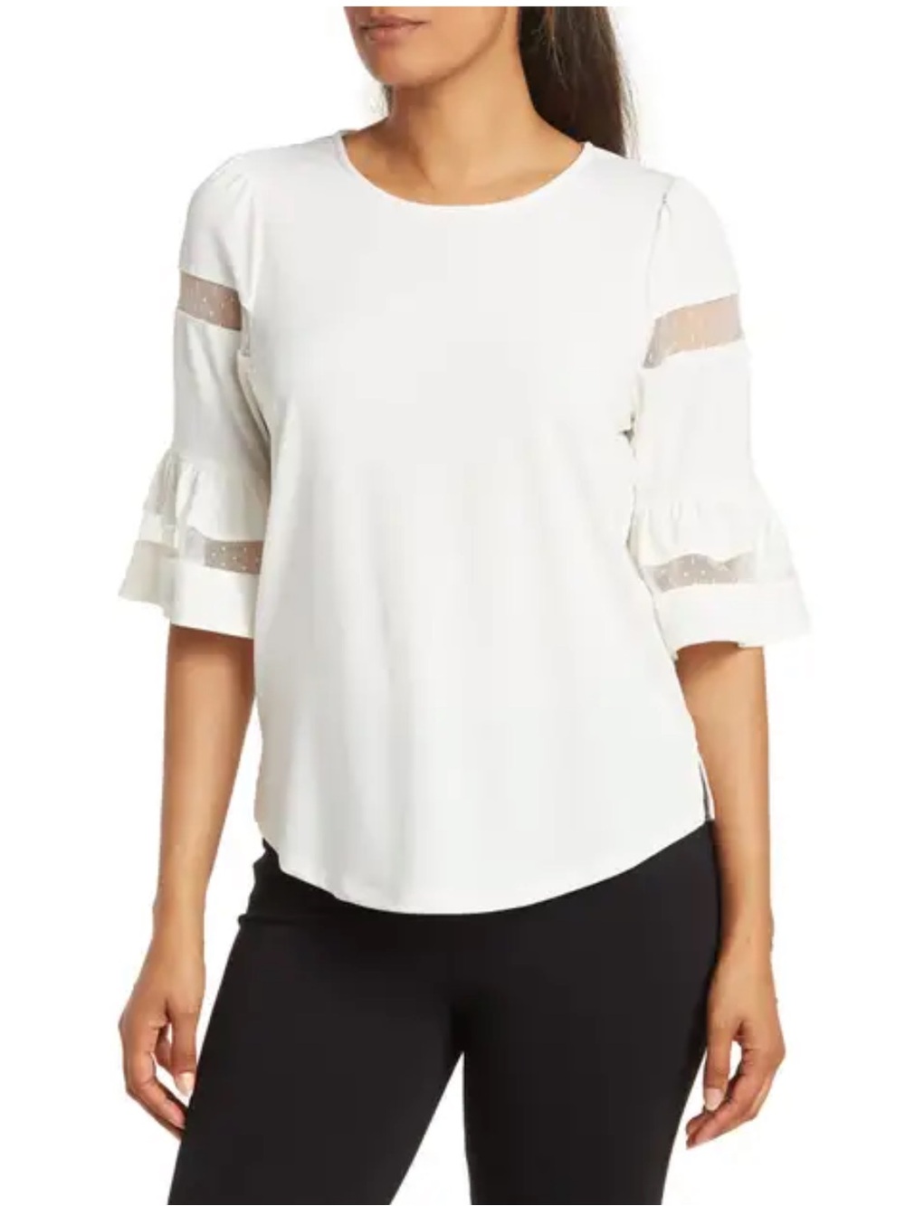 Adrianna Papell NWOT! Illusion Lace Sleeve Knit Blouse